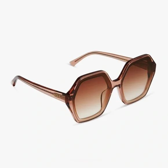 Diff Eyewear Brown Hexagonal Sunglasses - Picture 2 of 8